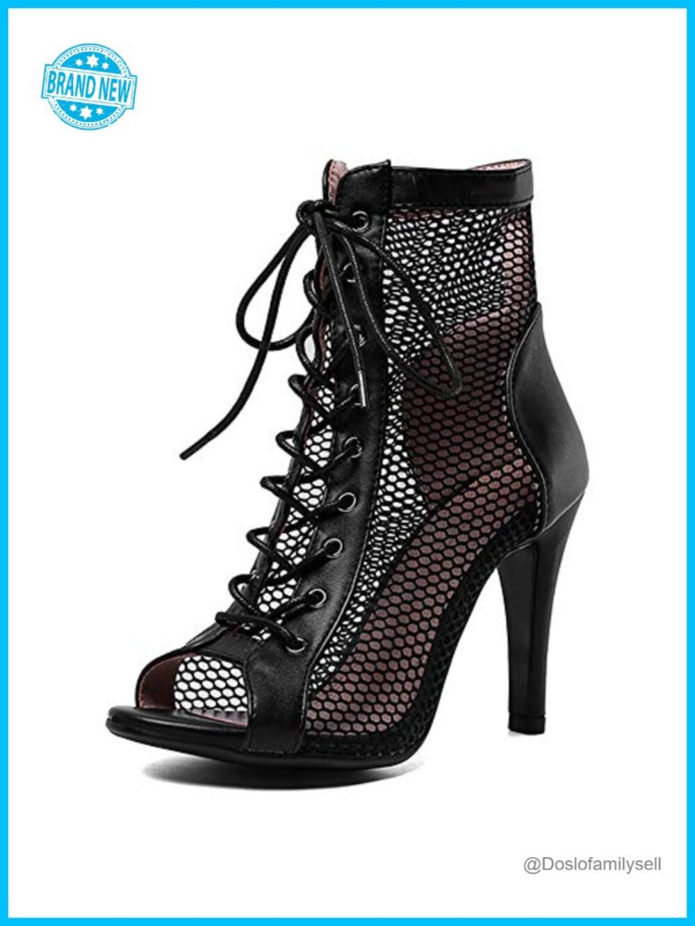 Classic Gladiator Lace Up Stiletto Heel Sandals Breathable Mesh Peep Toe
